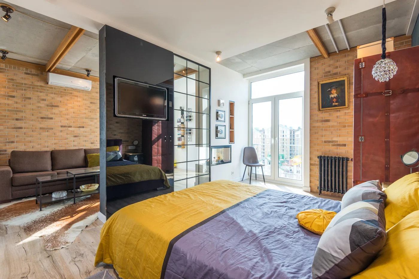 Modern compact apartment bedroom